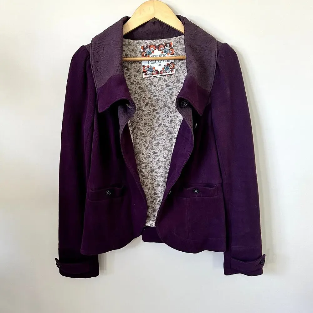 Free People Eggplant Blazer Sz 10 - Picture 3 of 6